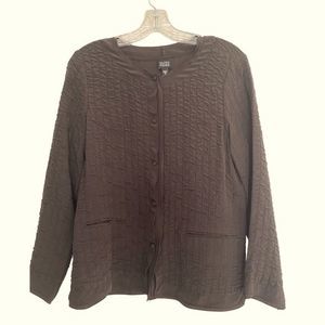 Eileen Fisher crinkled 100% silk lightweight blazer size medium